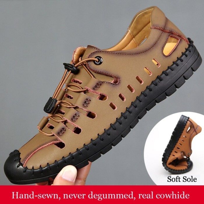 Casual Cowhide Rubber Sole Outdoor Summer Beach Leather Sandals