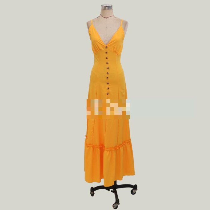 Women Dress Deep V Neck Sleeveless Sling Women Maxi Dresses Solid Backless Vintage Dress Loose Long Summer Dresses 2021