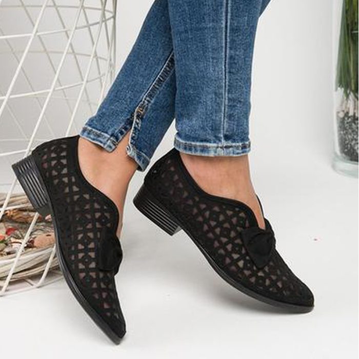 2021 New Fashion Bowtie Pointed Toe Women Flats Spring Shoes for Woman Platform Slip on Loafers Leather Drop Shipping 43