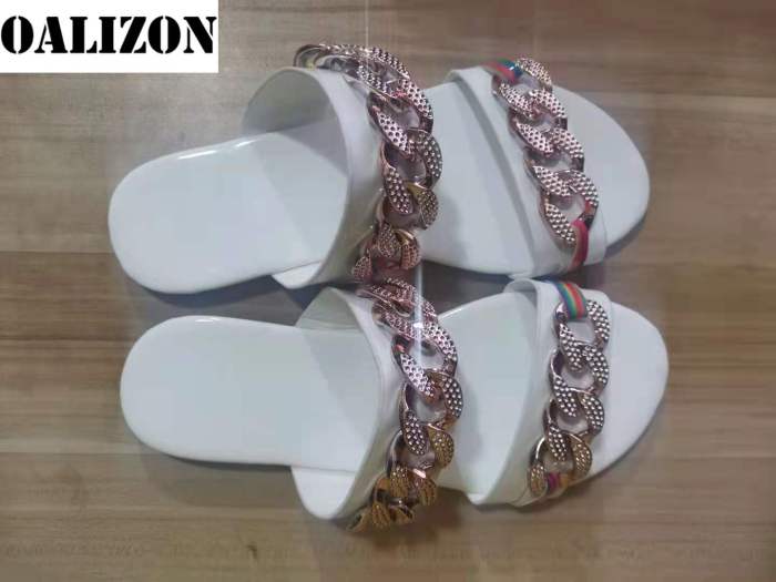 Summer New 2021 Sexy Women Flip Flops Doubule Chains Flat Sandal Slippers Shoes Woman Lady Flats Slippers Sandals Designer Shoes