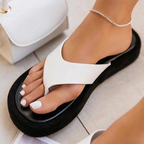 2021 Women Flip Flop Platform Slippers Female Round Toe Summer Beach Slides Ladies Outside Classic Casual New Shoes Big Size