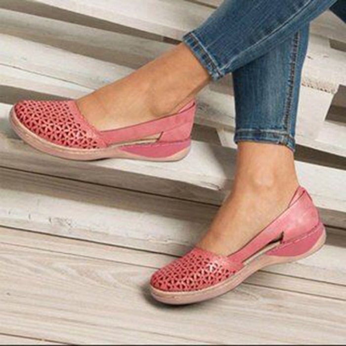 Summer Women Wedges Orthopedic Sandals Office Shoes Woman Hollow Out Vintage Shoes Slip On Casual Sewing Ladies Bunion Sandals