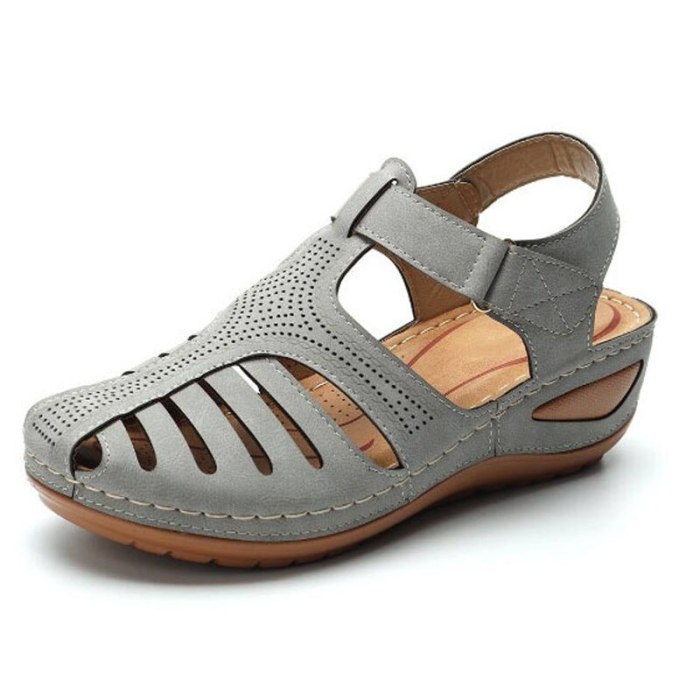 2021 Summer Women Wedge Sandals Retro Hook Loop Shoes Plus Size Ladies Platform Sandals Casual Comfortable Female Footwear