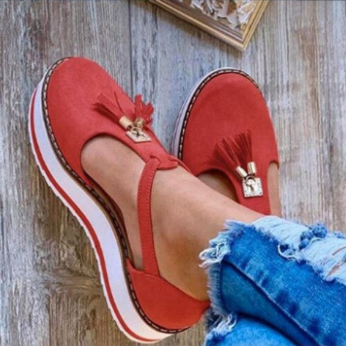 Women's sandals fashion tassel casual style women's shoes women's flat shoes summer vulcanized shoes solid color thick bottom