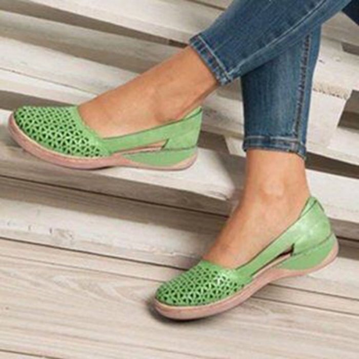 Summer Women Wedges Orthopedic Sandals Office Shoes Woman Hollow Out Vintage Shoes Slip On Casual Sewing Ladies Bunion Sandals