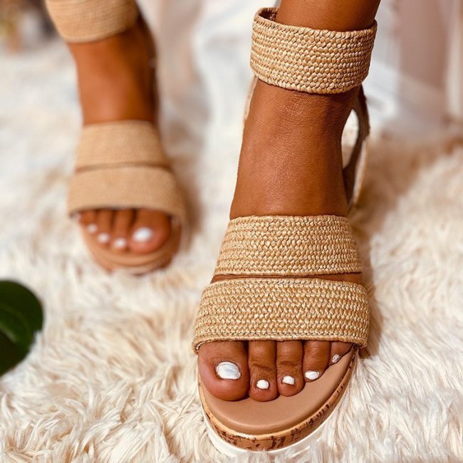 Women's Sandals Summer New Style Platform Platform Wedge Sandals Flat Bottom Roman Women's Shoes Fashion All-Matc Personality