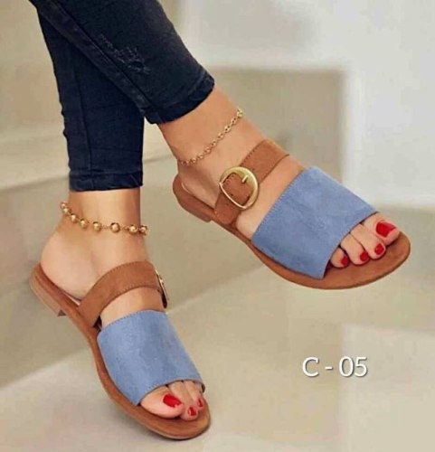 Women Summer Slippers Mixed Colors Buckle Strap Shoes Patchwork Beach Open Toe Breathable Sandals Leisure Plus Size 2021