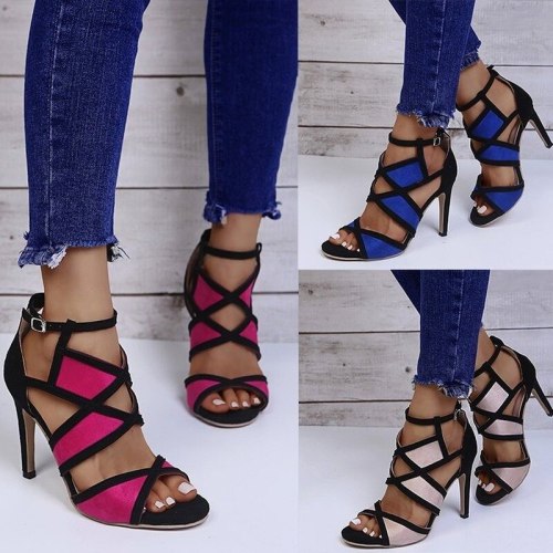 Shoes Heels Roman Style Peep Toe Nude Slip On Lace-Up 3cm Fine Slip-On Casual Rome Rubber Square heel Basic PU Zip Med Sew