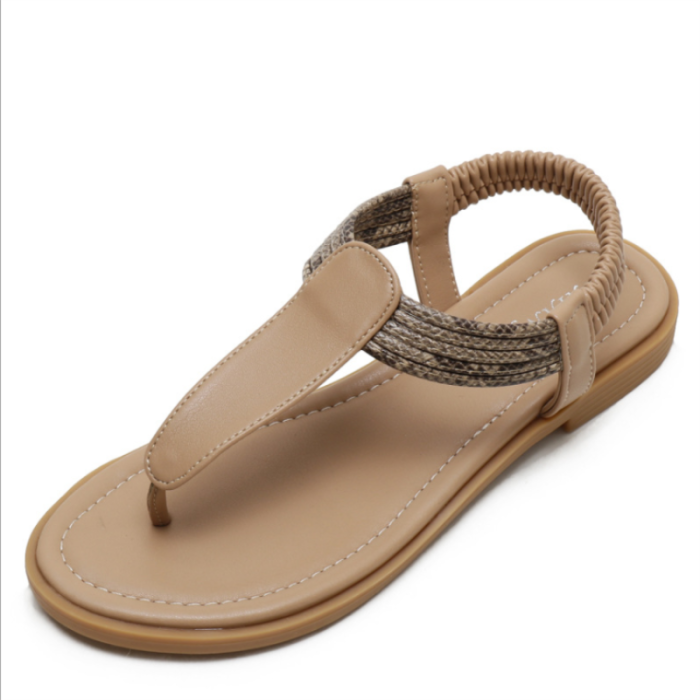 Flip-Flop Sandals Women Summer 2021 Flat Bohemian Simple Wild Retro Travel Roman Shoes Holiday Beach Shoes