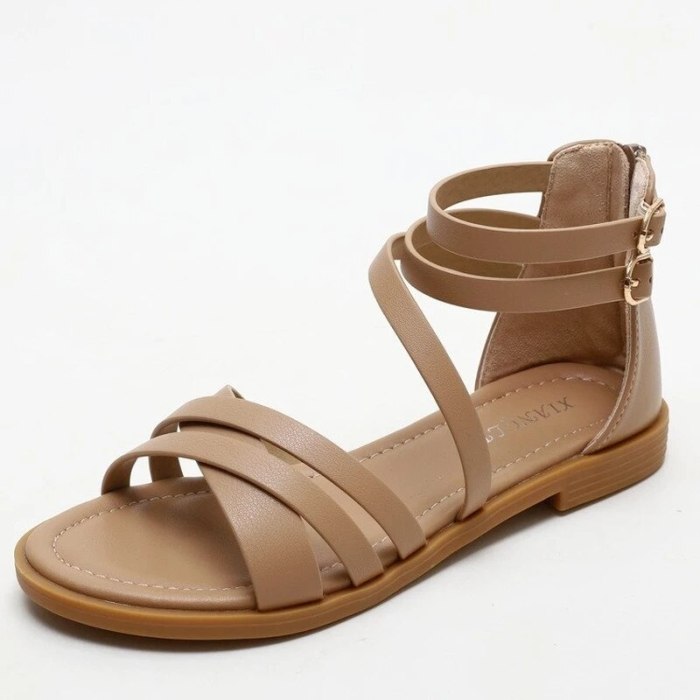 Summer Flip Flops Gladiator Sandals Shoes Beach Cross Sandals Woman Slip on Flats Casual Women Black Brown Shoes Plus