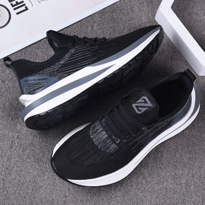 Fashion Breathable Men's Casual Sneakers New Style Fly Netting Thick Soled Sport Shoes For Men Summer And Autumn Hollow 0ut Shoe
