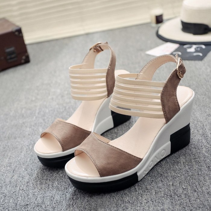 New Fashion Wedge Women Shoes Casual Belt Buckle High Heel Shoes Fish Mouth Sandals 2020 Luxury Sandal Women Buty Damskie