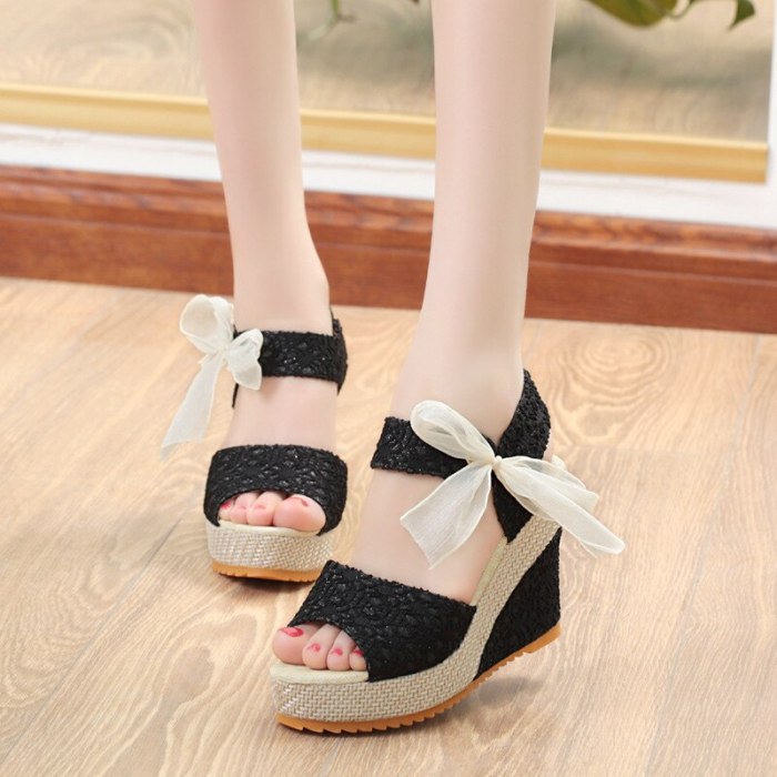 2021 Summer New Fashion Sandals Party High Heels Lace Casual Slope Heel Women's Shoes Women Sandals  Comfortable  Sandals
