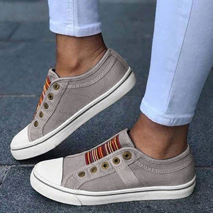 2021 Low-cut Trainers Canvas Flat Shoes Women Casual Vulcanize Walking Shoe Summer Round Toe Outdoor Elastic Band Sport Sneakers