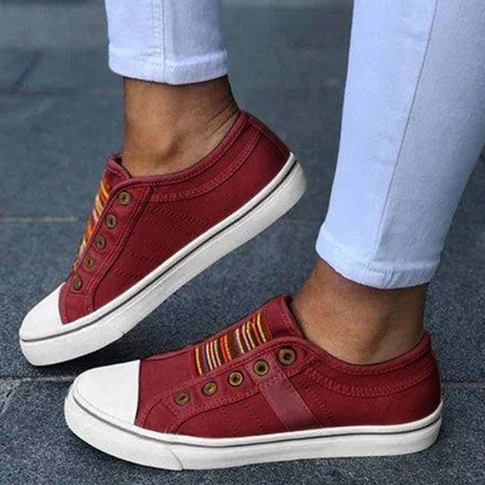 2021 Low-cut Trainers Canvas Flat Shoes Women Casual Vulcanize Walking Shoe Summer Round Toe Outdoor Elastic Band Sport Sneakers