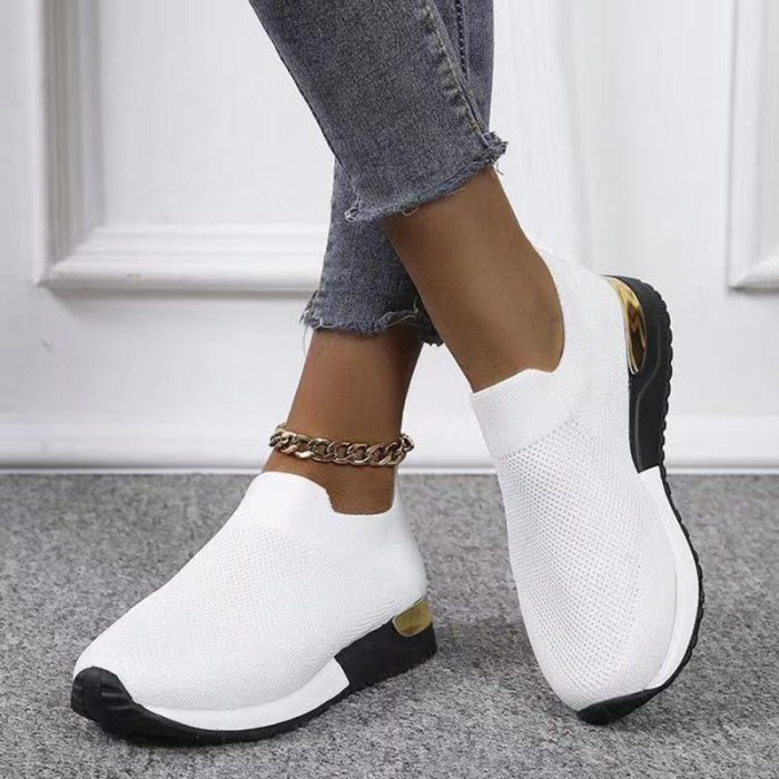 Breathable Mesh Platform Sneakers Women Light Flat Heel Running Walking Shoes Woman White Slip on Casual Vulcanize Shoes