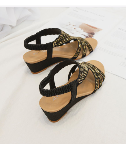 2021 summer ladies roman shoes women sandals wedge fashion rhinestones sandles party gladiator elegant female sandalias