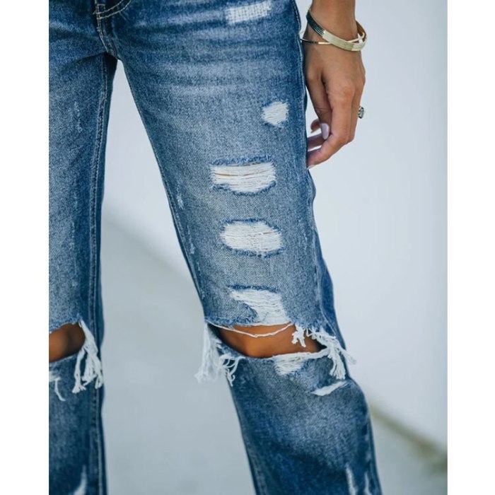 2021 autumn women's jeans straight-leg pants mid-waist street hipster denim blue washed light-colored pants