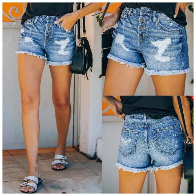 Streetwear Women Summer High Waisted Denim Shorts Jeans Short Frayed Jeans Shorts Pockets Short Jeans Ladies hotpants Shorts
