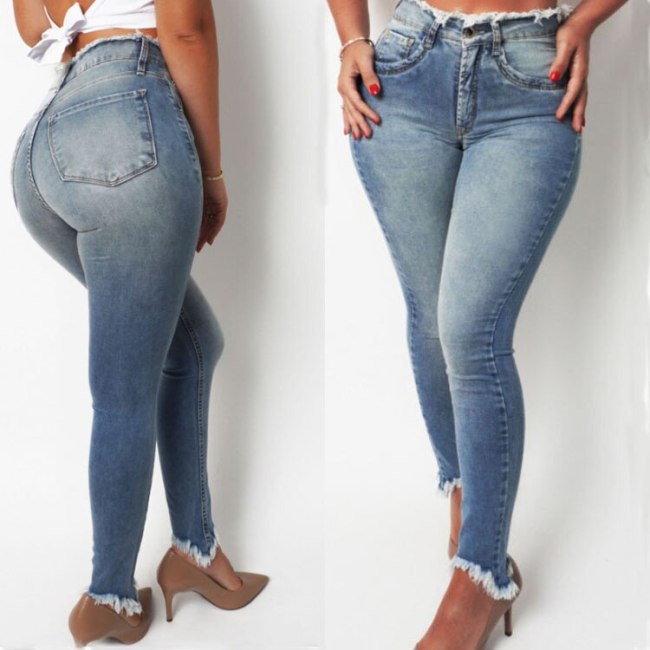 2021 new jeans light color washed street hipster blue high waist jeans jeans for women