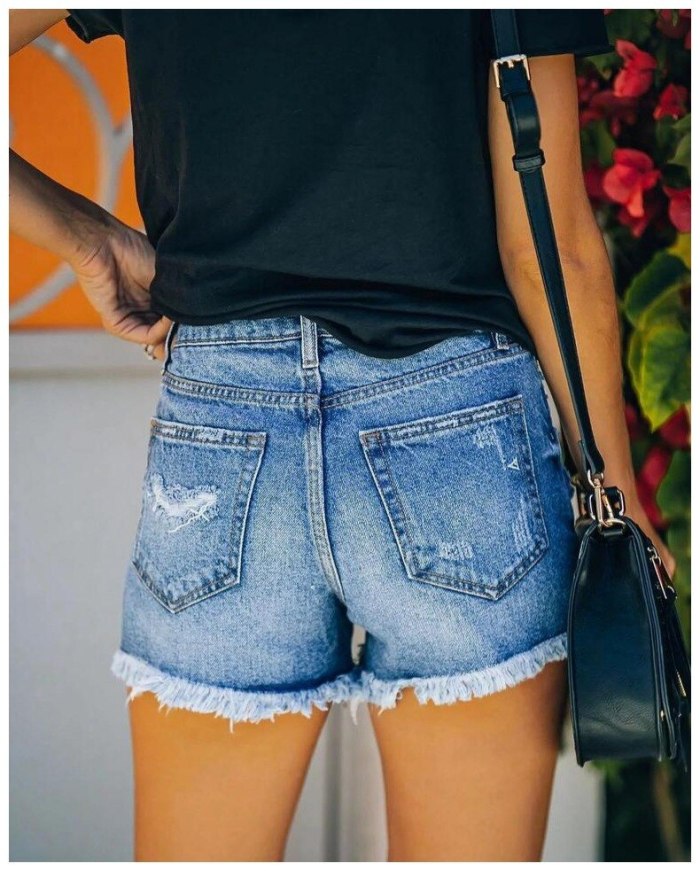 Streetwear Women Summer High Waisted Denim Shorts Jeans Short Frayed Jeans Shorts Pockets Short Jeans Ladies hotpants Shorts