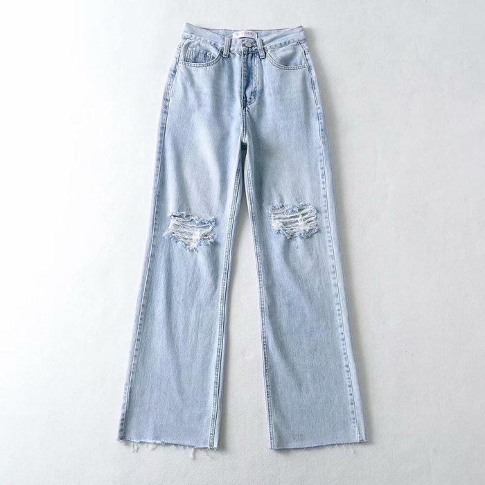 Women High Waist Loos Denim Pants 2021 High Quality Ins Hot E Girls Trousers Vintage Casual Ripped Jeans BF Style Streetwear