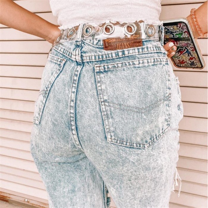 2021 fashion Street Sexy Jeans Pants For Women Jeans Trousers ladies Jeans Ripped Vintage Straight Women's Jeans Pants blue
