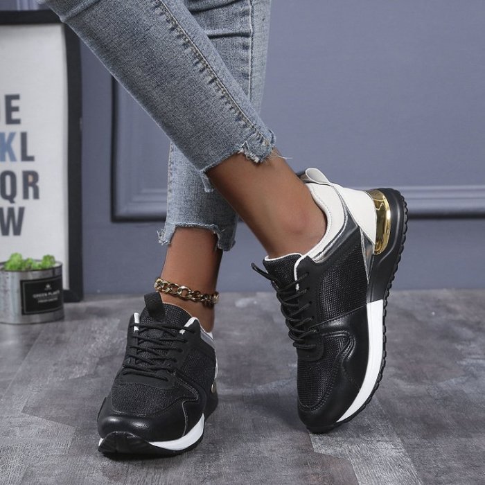 Air Mesh Women's Sneakers Breathable Round Toe Casual Wedges Lace-up Fashion Fly Woven Plus Size Women Sport Shoes