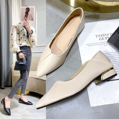 Pointed 2021 new summer low-heeled women's shoes professional two wear shallow mouth comfortable work shoes