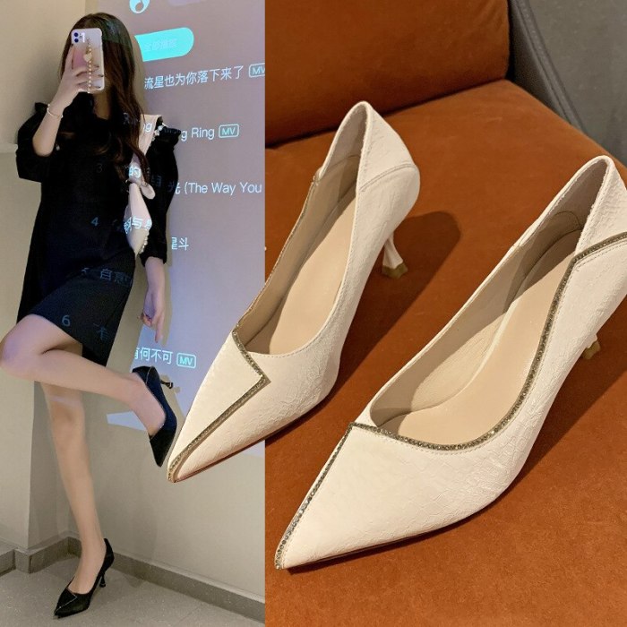 Fine Heeled Shoes 2021 Sandals Ladies Branded Pumps Shallow Mouth Pointed Wedge Stiletto 3cm Latest African Fashion Straps Casual