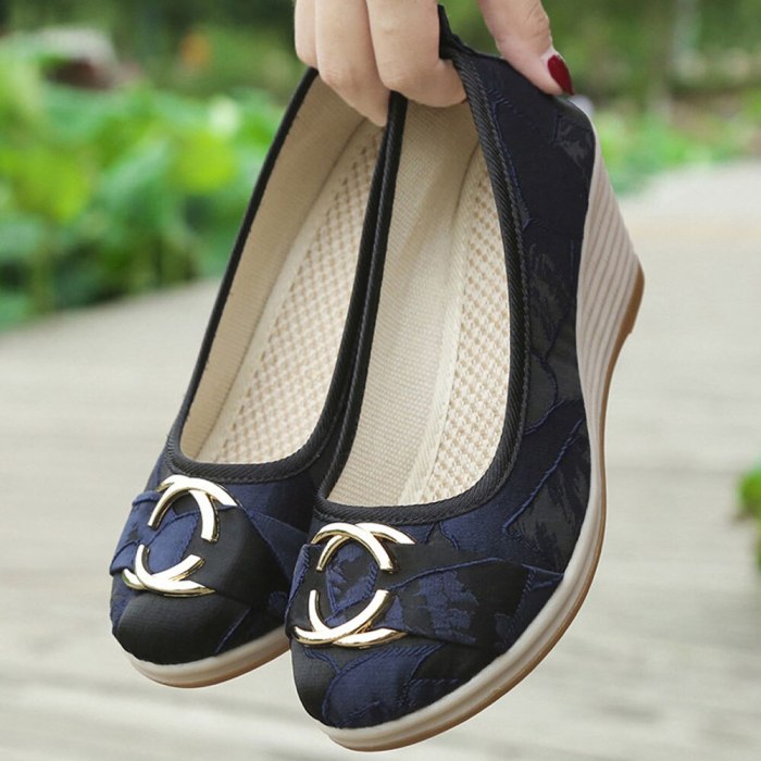 Vintage Chinese Women Pumps Linen Shoes Retro Cloth Canvas Wedges Shoes Woman Platforms Zapatos Mujer 5cm Heel