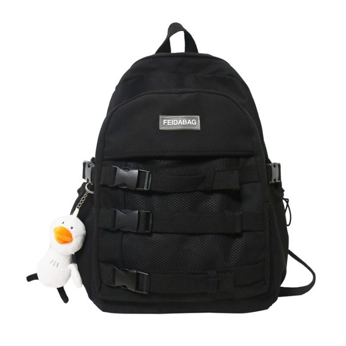 Kawaii Waterproof Nylon Multi-pocket Strap School Bag