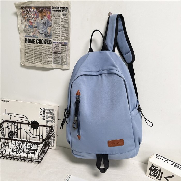 New Solid Waterproof Nylon Zipper Large Capacity Schoolbag