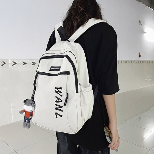 Casual Backpack Men Korean Youth School Bag Female Travel Nylon Backpack With Pendant