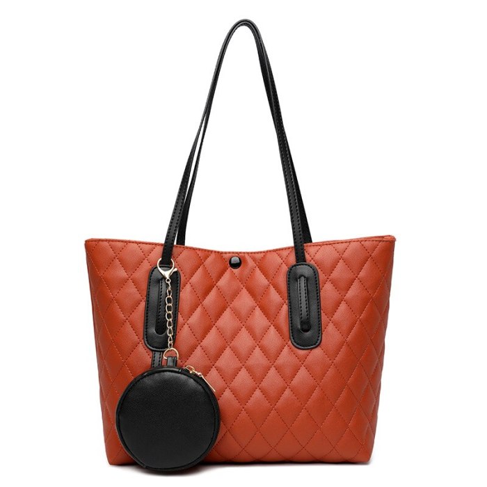 Temperament shoulder bag 2021 new fashion Joker leather texture rhombic large capacity tote bag handbag