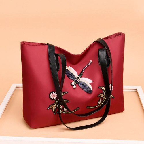 2021 New Women Handbag Big Tote Large Capacity Casual Oxford Embroidery Waterproof Laptop Office Travel Shoulder Bag Shopper