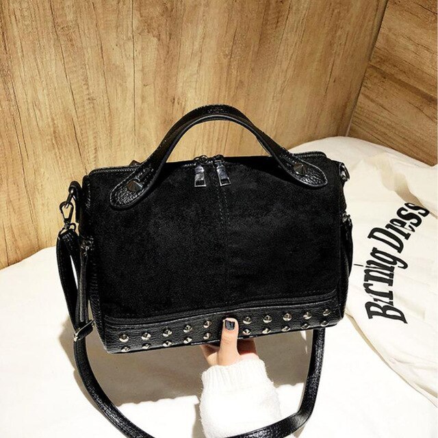 Vintage Rivet Crossbody Bag Women PU Leater Shoulder Bag Luxury Messenger Bag Brand Lady Handbag Large Shopping Purse bolso