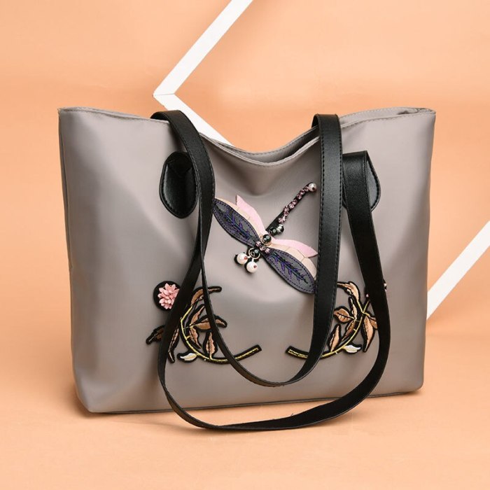 2021 New Women Handbag Big Tote Large Capacity Casual Oxford Embroidery Waterproof Laptop Office Travel Shoulder Bag Shopper