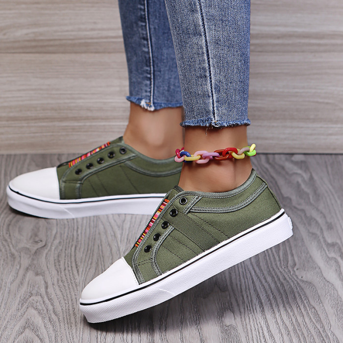 Women's Walk Vulcanize Shoes Comfortable Summer Breathable Ladies Boared Flats Shoe Leisure Canvas Sports Sneakers