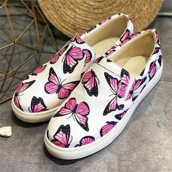 Women Butterflies Loafers 2021 Spring New Slip On Ladies Comfortable Casual Canvas Shoes Home Outdoor Running Trendy Sneakers
