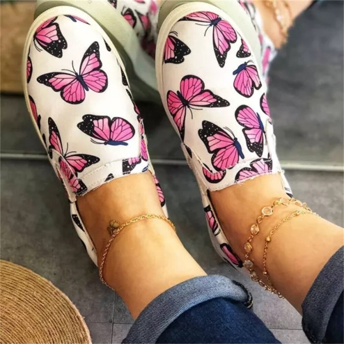 Women Butterflies Loafers 2021 Spring New Slip On Ladies Comfortable Casual Canvas Shoes Home Outdoor Running Trendy Sneakers