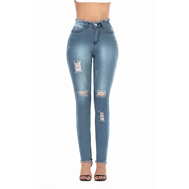Fashion Casual Slim Jeans Woman  Straight High Waist Stretch Jeans For Female High Waist Denim Pants For Women