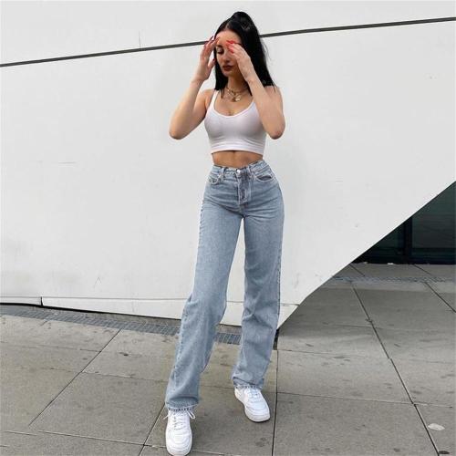 Hip Butterfly Print y2k Fashion Jeans Women Casual Baggy Straight High Waist Denim Pants Straight Trousers