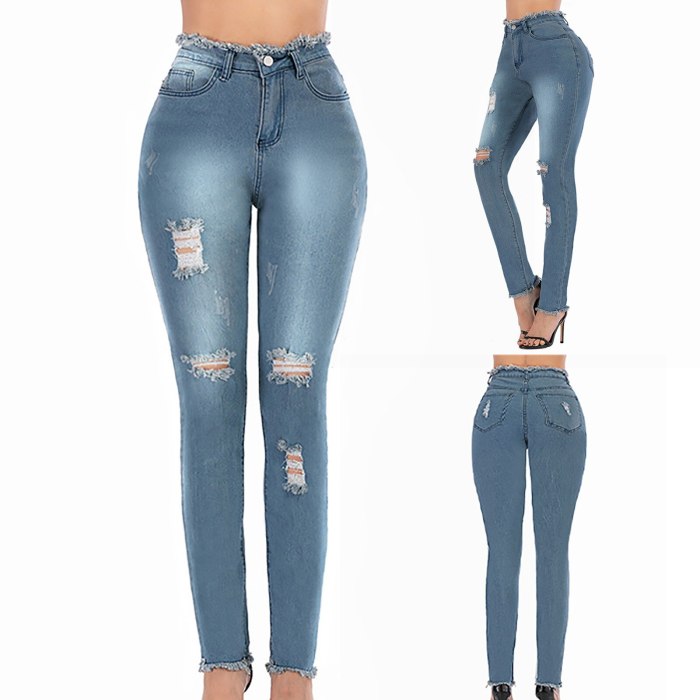 Fashion Casual Slim Jeans Woman  Straight High Waist Stretch Jeans For Female High Waist Denim Pants For Women