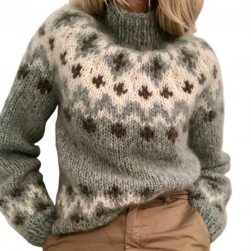 Winter Women Sweater Turtleneck Knitted Sweater Jacquard Weave Long Sleeve Warm Pullover Women's Clothing Street wear pull femme