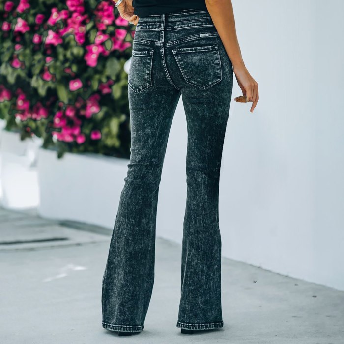 Flare Jeans Pants Women New Casual Vintage Denim Ladies High Waist Stretch Pocket Trousers 2021 Fashion Plus Size Wide Leg Jeans