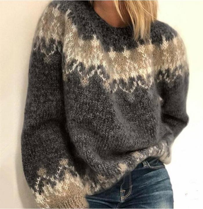 Women Fashion Round Neck Sweaters