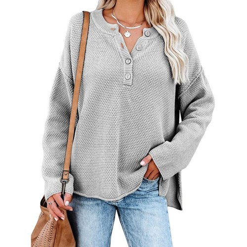 Women Casual Solid O Neck Knit Sweater