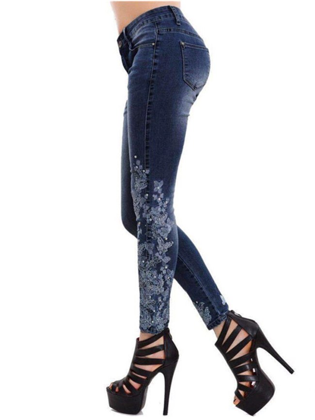 2021Ladies Jeans Mom Jeans High-Waisted Jeans Ladies Jeans Wash Denim Tight Pencil Pants