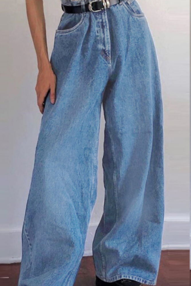 2021New Border Wide Leg Pants For Classic High-Waisted Jeans And Loudspeaker Pants
